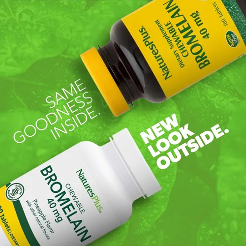 Miniatura 2 de NaturesPlus Bromelina masticable - 180 tabletas - Suplemento enzimático proteolítico natural - Apoya la digestión, la salud de las articulaciones