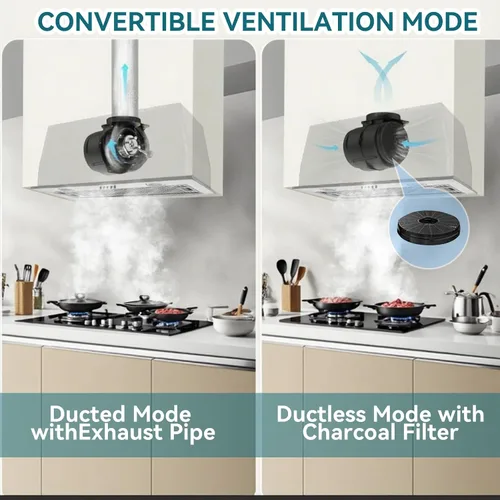 Miniatura 5 de Campana extractora integrada/insertada de 400 CFM de 24 pulgadas, ventilación de cocina convertible con conductos/sin conductos con luces LED de 3