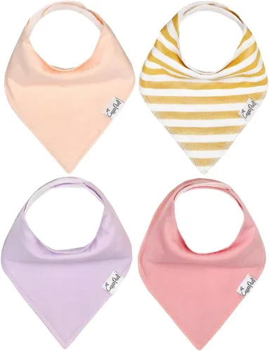 Miniatura 16 de Copper Pearl Baby Bibs 4 Pack, Printed Bandana Drool Bibs for Baby Girl & Boy, Soft Cotton Drooling Teething Bibs Claire