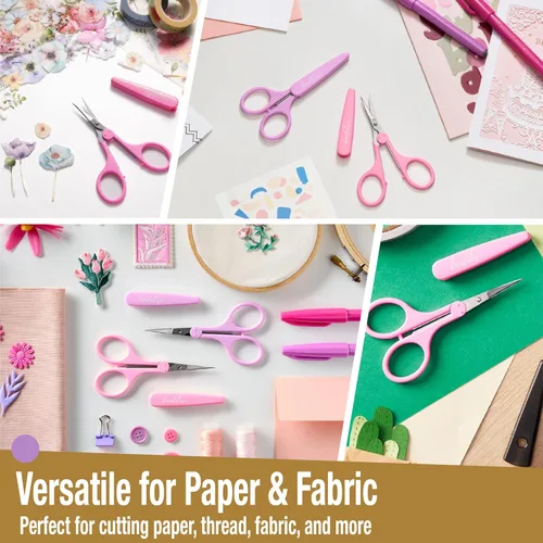 Miniatura 9 de Beaditive Juego de tijeras para detalles de alta precisión (2 piezas) puntas afiladas y finas, corte de papel, álbumes de recortes, costura, PASTEL