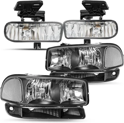 Miniatura 8 de JSBOYAT 4 PCS Compatible con 99-06 GMC Sierra 1500 2500 3500 Conjunto de Faros Delanteros de Reemplazo con Bombillas 00-06 GMC Yukon/Yukon XL