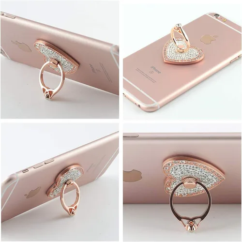 Miniatura 2 de Soporte de anillo para teléfono celular, rotación de 360°, agarre de anillo de dedo de metal con diamante para iPhone, iPod, iPad, Samsung Galaxy