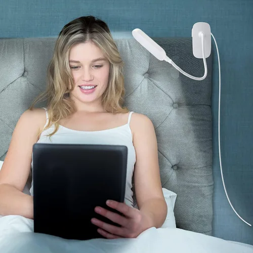 Miniatura 7 de COLORLIFE Lámpara de escritorio con clip, 7 W, 2600 mAh, cuello de cisne flexible, funciona con pilas, lámpara de lectura recargable con abrazadera