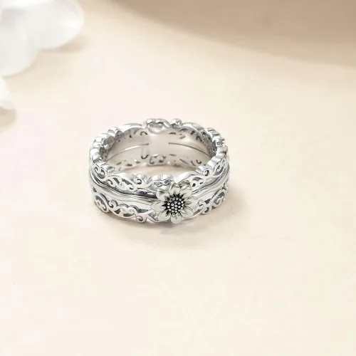 Miniatura 27 de VONALA Anillos giratorios de plata esterlina 925 con diseño de filigrana y girasol, cruz, piedra lunar, ágata musgo, anillos giratorios