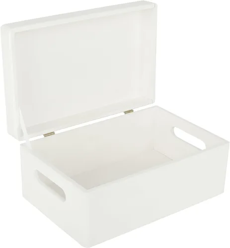 Creative Deco Caja Grande de Madera Blanca para Almacenamiento con Tapa con Bisagras | 11.8x7.87x5.51 pulgadas (+-0.5) | con Asas | Caja de Regalo