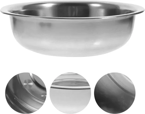 Miniatura 7 de BESTonZON Cuenco de metal para comida, platos de mezcla grandes, para hacer masa, lavabo para lavar alimentos, platos de cena, cuenco