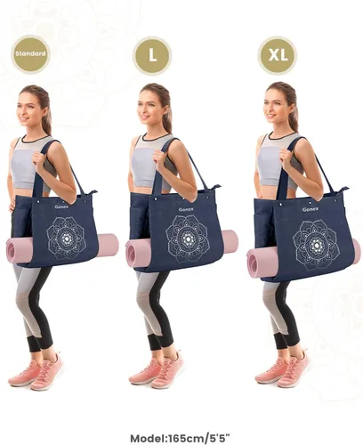 Miniatura 6 de Gonex Bolsa para Esterilla de Yoga, Bolsa de Gimnasio Tipo Tote con Múltiples Bolsillos para Mujeres y Hombres, Portaesterillas de Yoga de Lona