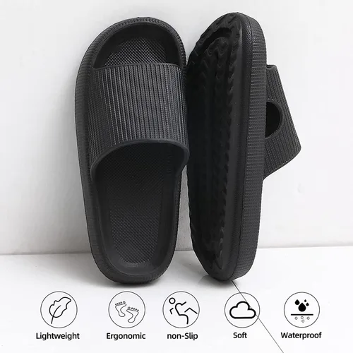 Miniatura 3 de IGIGRING Sandalias de nube para mujeres y hombres, pantuflas de almohada antideslizantes súper suaves con suela gruesa, pantuflas de ducha