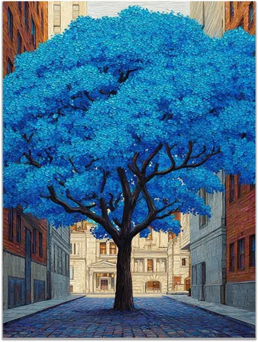 Miniatura 25 de VOCBAN Tree of Life Wall Art The Picture Artwork Canvas Prints Tree Pictures Poster Retro Artwork for Bedroom Living Room Home Decoration(blue blue