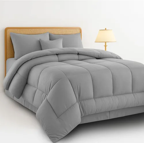 Miniatura 19 de Juego de colcha reversible LUX Décor de 4 piezas para cama individual, juego de ropa de cama impresa, microfibra en una bolsa, incluye 1 edredón, 1