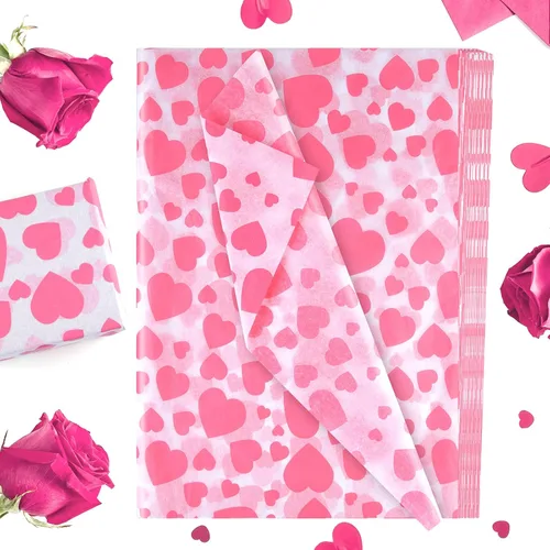 Miniatura 20 de PLULON 60 hojas de papel de seda rosa de San Valentín a granel, para bolsas de regalo, hojas de papel de seda para el hogar, cocina, manualidades