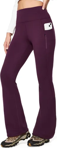 Miniatura 5 de IUGA Pantalones con forro polar para mujer, resistentes al agua, pantalones de senderismo para invierno, leggings acampanados con bolsillos, corte