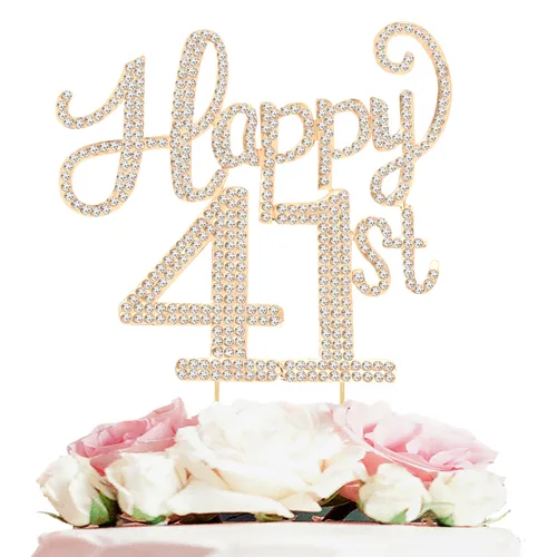 Miniatura 34 de LASKYER Decoración de feliz cumpleaños número 10, decoración de pastel de diamantes de imitación dorados de 10º cumpleaños – Letrero de metal