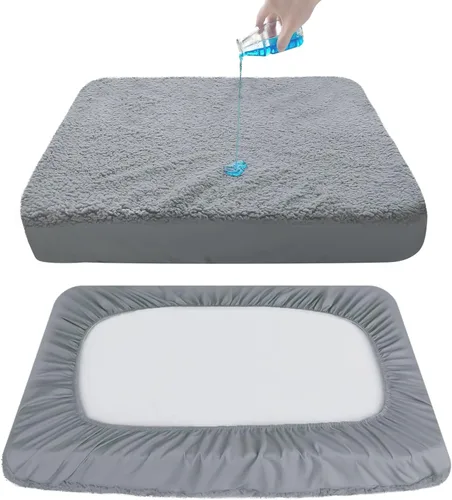Miniatura 4 de Moonsea Fundas de cama para perro, repuesto de felpa suave, lavable, forro impermeable para cama de perro, color gris, funda de colchón