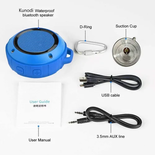 Miniatura 7 de Kunodi - Bocina Bluetooth resistente al agua, para exteriores, minibocina de viaje inalámbrica y portátil para ducha con subwoofer, graves Azul