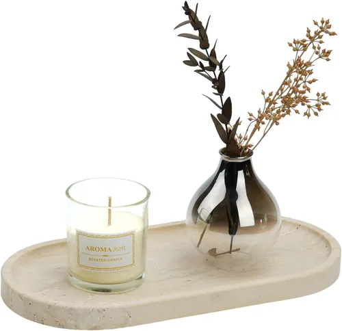 Miniatura 17 de Koville Bandeja decorativa de mármol natural indio, 12 x 6 pulgadas, organizador de encimera, catchall para perfumes, velas, joyas