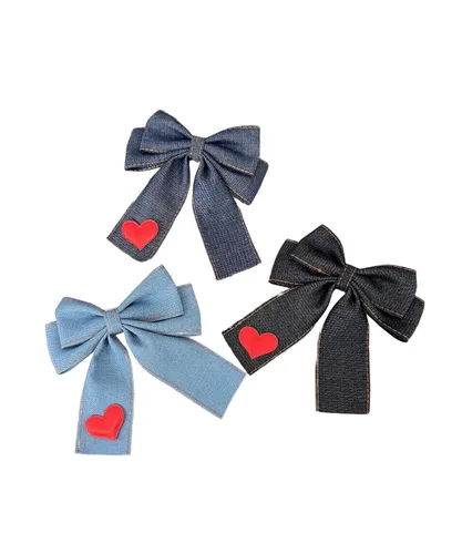 Miniatura 2 de Pinza para el pelo de mezclilla azul, con lazo para niñas, color azul, vaqueros, pasador para el pelo para niñas, lazos grandes, BW01 (azul claro)