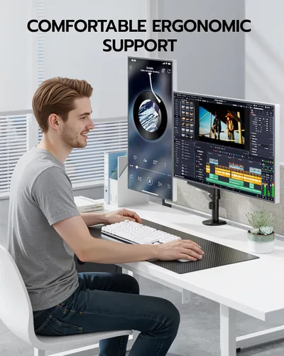 Miniatura 7 de ARES WING Soporte para Monitor Dual - Brazo de Monitor Ultraancho para Pantalla Curva de Servicio Pesado de 17 a 40 Pulgadas hasta 26.4 libras