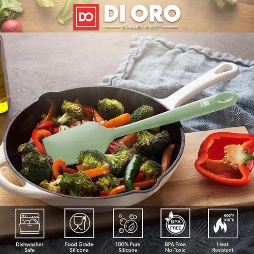 Miniatura 4 de DI ORO Silicone Spatula - Espátula de cocina de silicona de 600 °F resistente al calor, espátula de goma para hornear, raspar y mezclar - Libre
