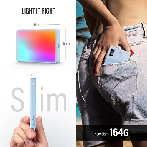 Miniatura 4 de GODOX MA5R - Luz de relleno LED con difusor suave, carga magnética, iluminación para selfies, mini luces de cámara 1800K-10000K, 14 modos FX