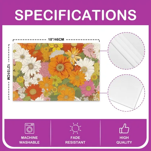 Miniatura 4 de Juego de 4 manteles individuales con diseño de hongos salvajes, acuarela, plantas naturales, decoración de plantas, para niños, adolescentes