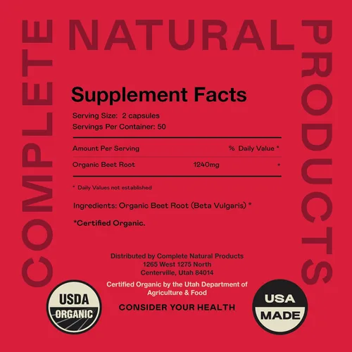 Miniatura 2 de Complete Natural Products Paquete de 100 cápsulas de raíz de remolacha y cúrcuma 100 cápsulas