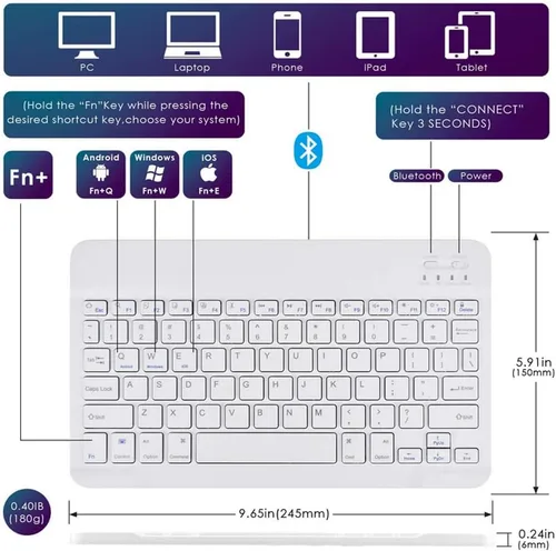 Miniatura 3 de Funda de teclado para Galaxy Tab A8 de 10.5 pulgadas 2022 (SM-X200/X205/X207), funda de cuero delgada y ligera con teclado desmontable