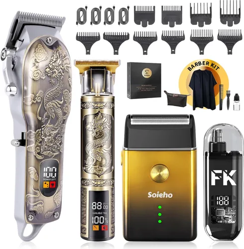 Cortadora de pelo para hombres, set de cortadora de pelo inalámbrica eléctrica, cortadora de barba con forma de T, recortadora de pelos de nariz,