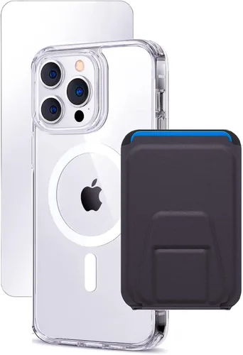 Miniatura 7 de ENCASED Funda transparente para iPhone 14 Pro Max con tarjetero compatible con Magsafe Incluye cartera de cuero y protector de pantalla de vidrio