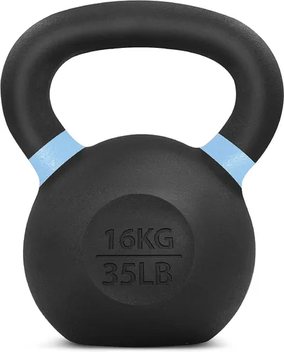 Miniatura 14 de Yes4All Powder Coated Kettlebell, Cast Iron Core Kettlebells with Non-Slip Handle & Flat Bottom for Conditioning, Heavy Duty for Strength Training