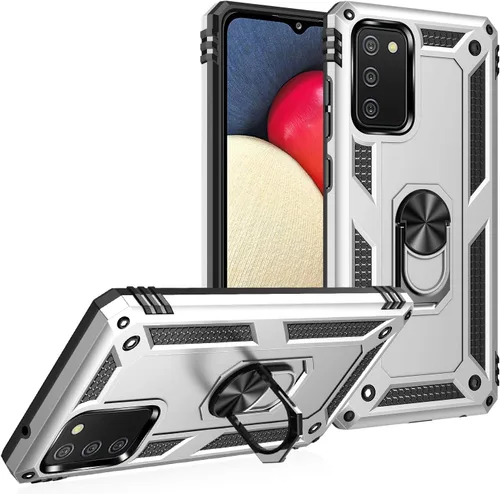 Miniatura 8 de Dionsibei Carcasa de grado militar para Samsung Galaxy A02S, anillo giratorio de metal 360, soporte de soporte, armadura, resistente, a prueba