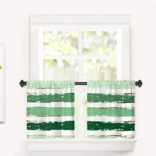 Miniatura 140 de Cortinas opacas de poliéster multicapa para cafetería, con diseño de diamantes, 2 unidades, 26 x 24 pulgadas
