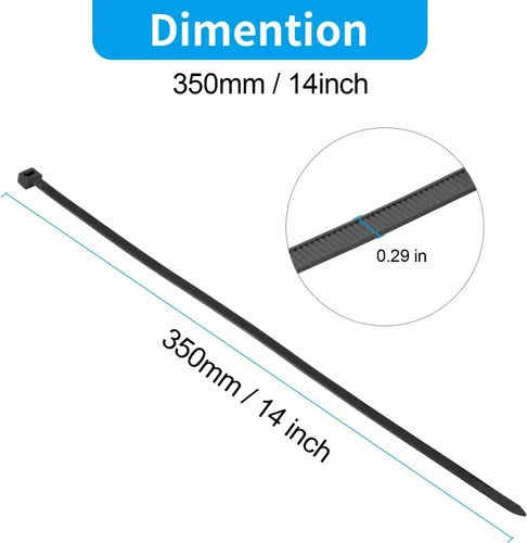Miniatura 2 de XINGO Bridas Negras de 14 Pulgadas de Servicio Pesado Paquete de 100, Resistencia a la Tracción de 120 LBS, Bridas de Cable de Nailon Premium, Negro