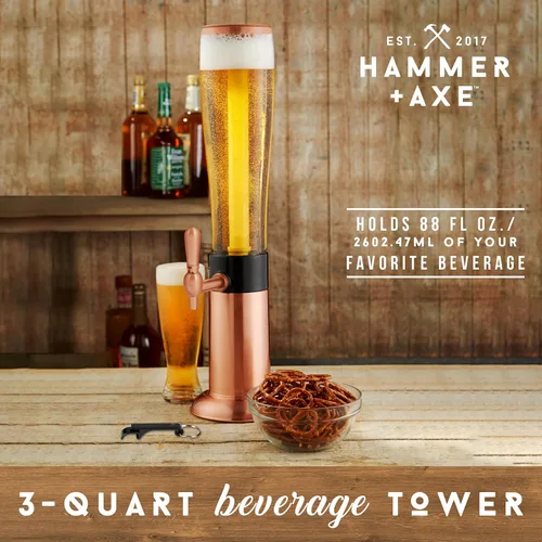 Miniatura 2 de Hammer + Axe Dispensador de bebidas – Dispensador de bebidas de fiesta de 88 onzas con tubo de hielo y grifo, fuente de bebidas para cerveza, agua