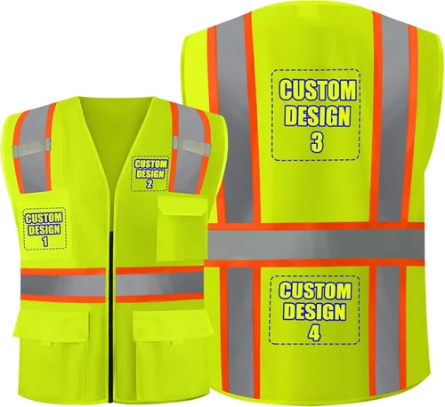 Miniatura 24 de Chalecos de seguridad con logotipo personalizado (S, M, L, XL, 2XL, 3XL, 4XL) Chalecos de seguridad reflectantes de alta visibilidad Clase 2