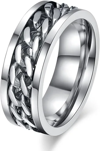 Miniatura 3 de MMTTAO Anillos giratorios para hombre y mujer, anillo de rotación de cadena para hombres y mujeres, 0.315 in de acero inoxidable, anillo entrelazado