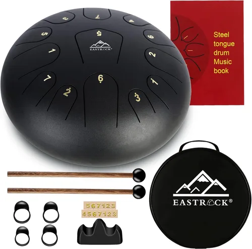 Miniatura 13 de EASTROCK Tambor de lengua de acero para niños de 6 pulgadas, 8 notas, instrumento de percusión, tambor handpan en clave C con bolsa de viaje