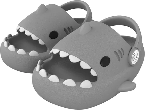Metogo Cloud Shark - Pantuflas antideslizantes con punta abierta para adultos, mujeres y hombres, lindas sandalias ligeras en la playa y ducha
