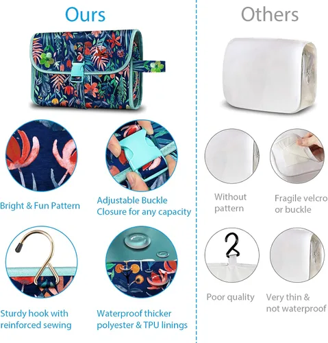Miniatura 4 de Fintie bolsa de viaje portátil para cosméticos y artículos de aseo, gran organizador colgante resistente al agua para maquillaje, estuche de Noche
