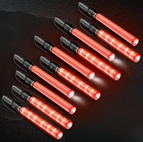 E-riding 10 varitas de tráfico de señal de 21 pulgadas, varita de control de tráfico con LED blanco en la parte superior, luz de tráfico de