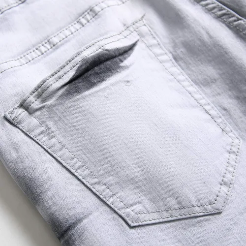 Miniatura 8 de ZEESEN Jeans rasgados para hombre, ajustados, ajuste regular, pierna cónica, desgastados, pantalones de mezclilla para hombre con agujero