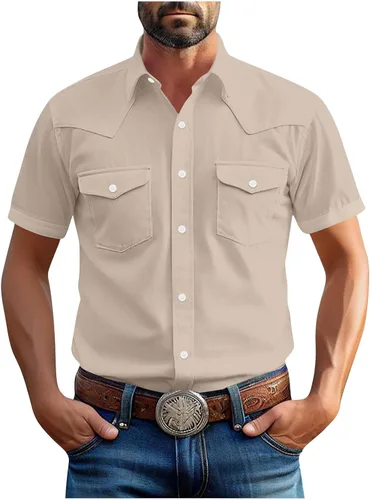 Miniatura 13 de Men's Short Sleeve Button Down Shirts Cargo Shirt Fashion Casual Summer Beach Shirts Business Work Basic Tee Tops