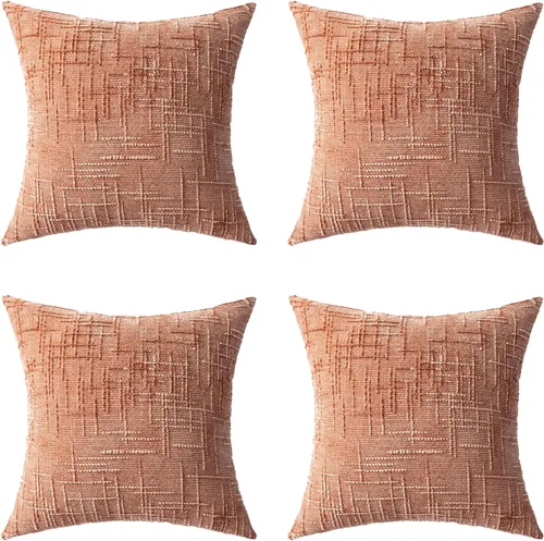 Miniatura 13 de Fundas de almohada decorativas de 18 x 18 pulgadas, juego de 4, suaves, sólidas, de estilo granja, fundas de almohada de chenilla para sofá, fundas