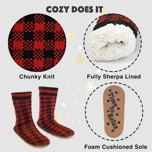 Miniatura 4 de Cozylook Calcetines tipo pantufla para hombre, con forro polar, suela antideslizante, para invierno, suaves, gruesas, acogedoras, cálidas, peludas