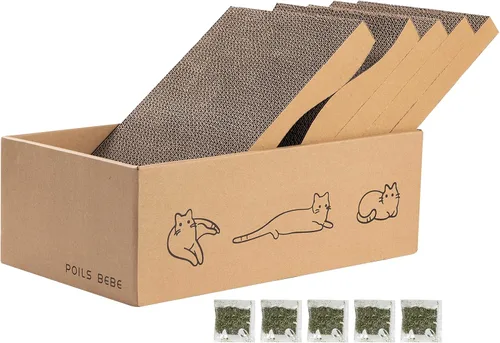 Miniatura 8 de Poils bebe Rascador de gato en forma de L, rascador de gato de 26.8 pulgadas para gatos de interior, protección de muebles, almohadilla de arañazos