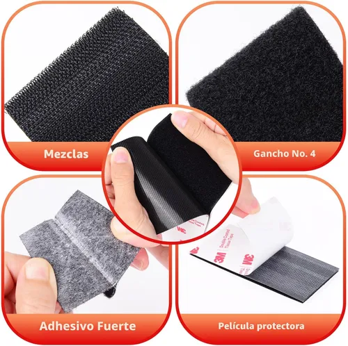 Miniatura 3 de Cinta de gancho y bucle de 1 pulgada x 20 pies, tira de adhesión resistente, cinta autoadhesiva de enclavamiento, tiras de montaje adhesivas
