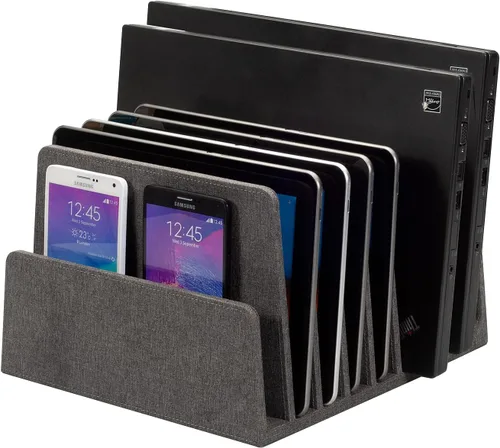 Miniatura 7 de MobileVision Organizador de dispositivos de bambú para teléfonos inteligentes, tabletas y portátiles, 10 ranuras