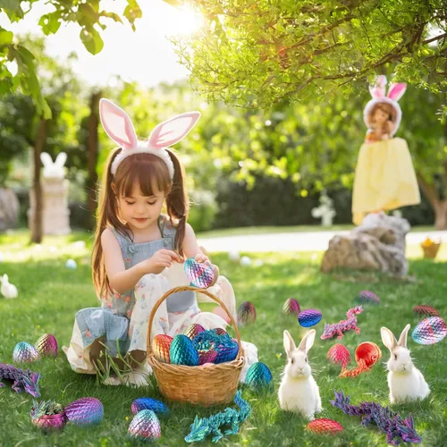 Miniatura 6 de Dxldfks Dragón impreso en 3D con huevo, pequeños huevos de dragón de cristal articulados para cestas de Pascua, decoración del hogar y la oficina
