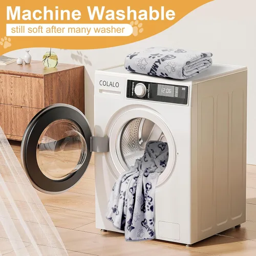 Miniatura 7 de Manta Suave para Perros para Perros Grandes - Manta Mullida para Mascotas para Gatos y Cachorros, Manta Reversible con Diseño de Huellas de Pata gris