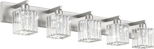 Miniatura 11 de Aipsun Accesorios de Luz Negros para Tocador de Baño Lámpara de Tocador Moderna de Cristal para Baño 4 Luces (Excluye Bombilla)